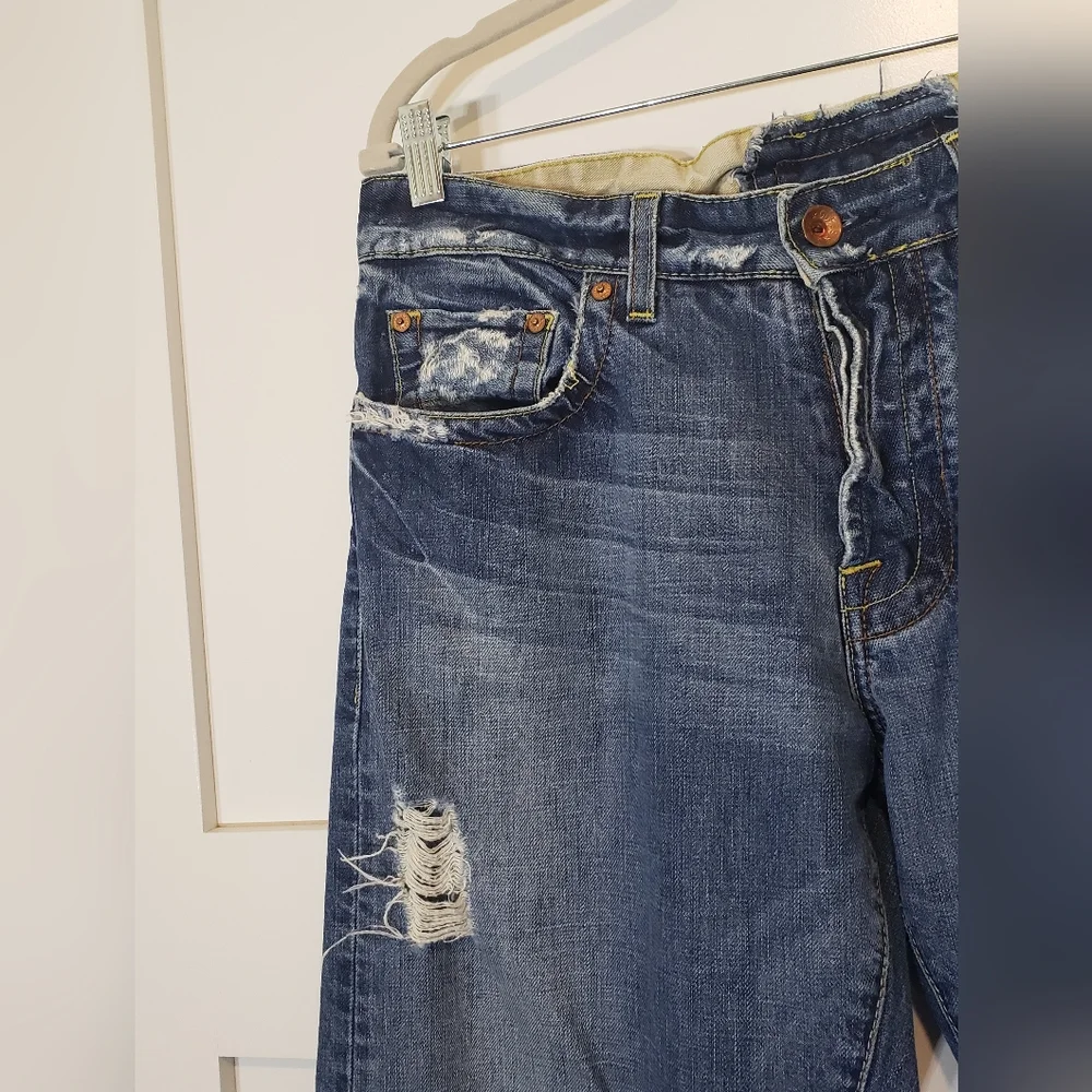 Guess Premium Distressed Patches Midrise Medium Rise Jeans Men's Size 34 X 33